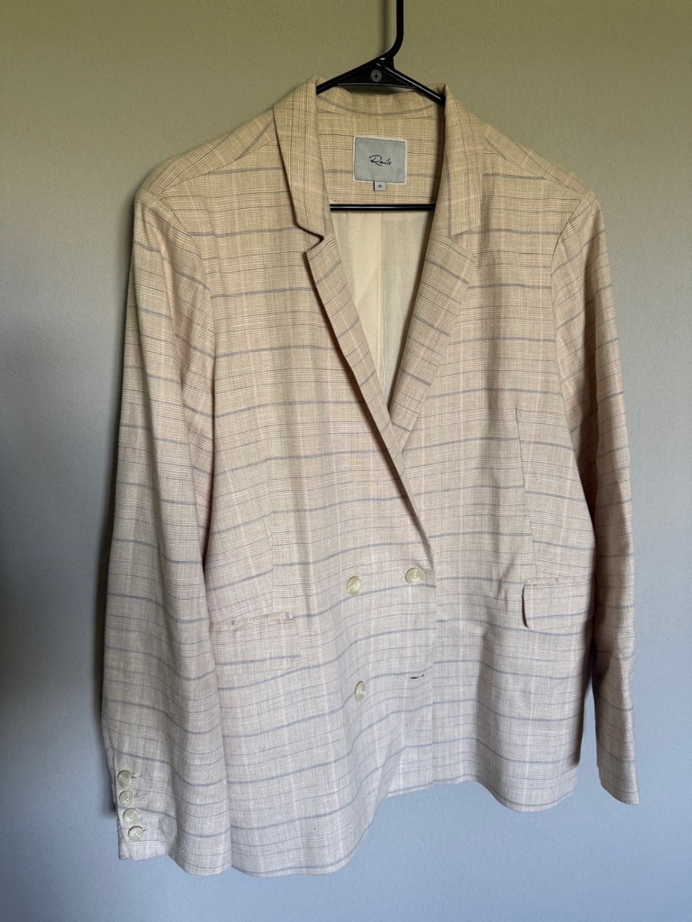 Rails Beige Plaid Double-Breasted Blazer